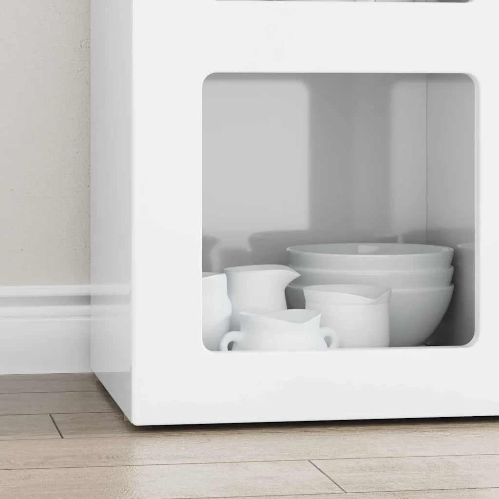 Credenza-Buffet-Armadio da cucina Bianco Lucido 59 x 35 x 80.5 cm Legno multistrato