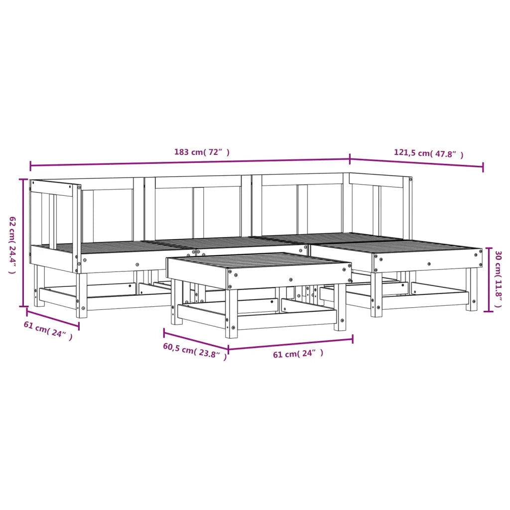 Set Salotto da Giardino 5 pz in Legno Massello di Douglas 3186163