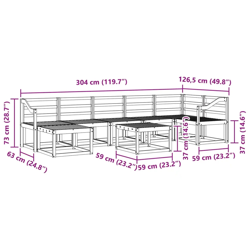 Set di divani da esterno 8 pcs Bianco Legno di Acacia Massello 3387993