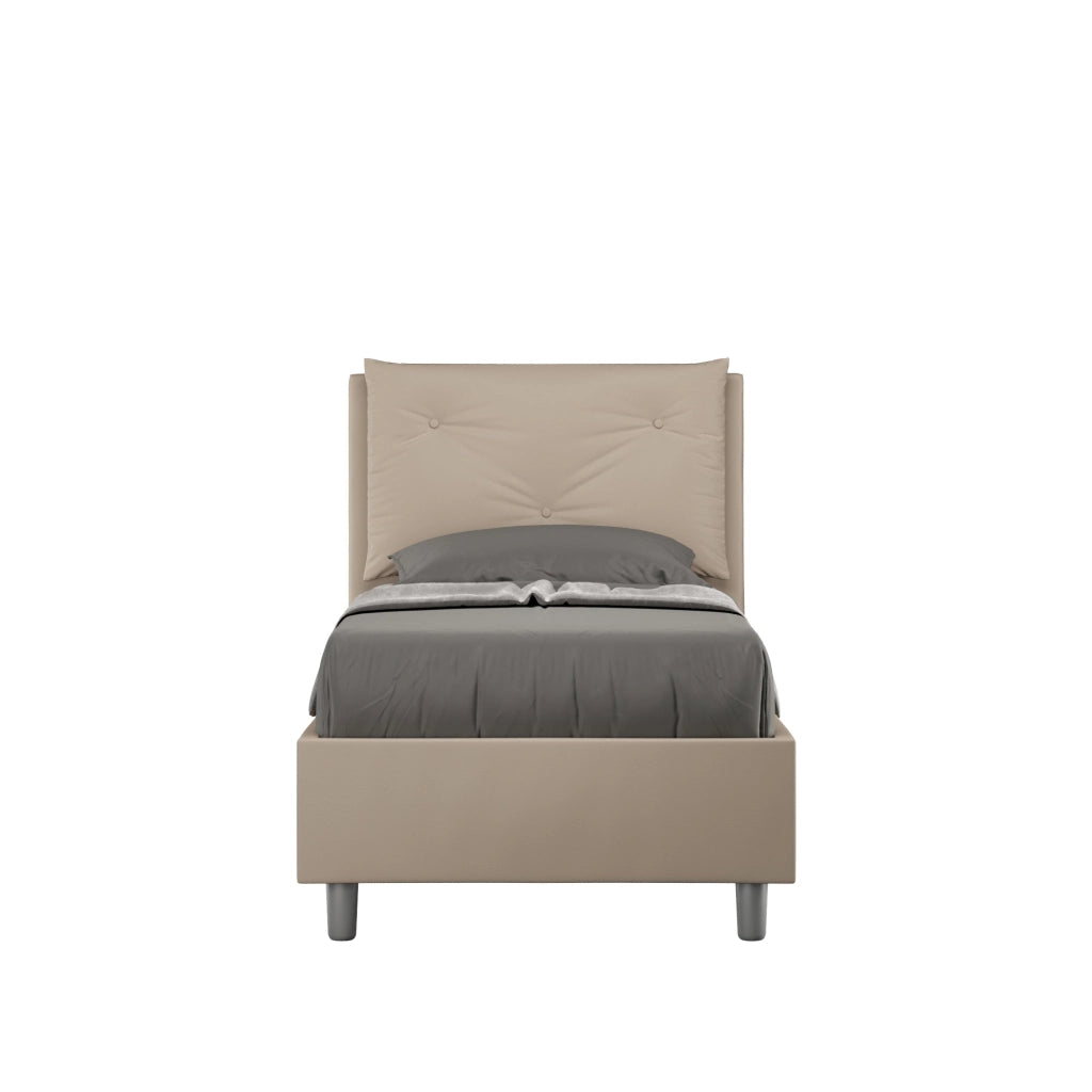 Letto Singolo 80x200 cm con Rete e Contenitore Appia Tortora