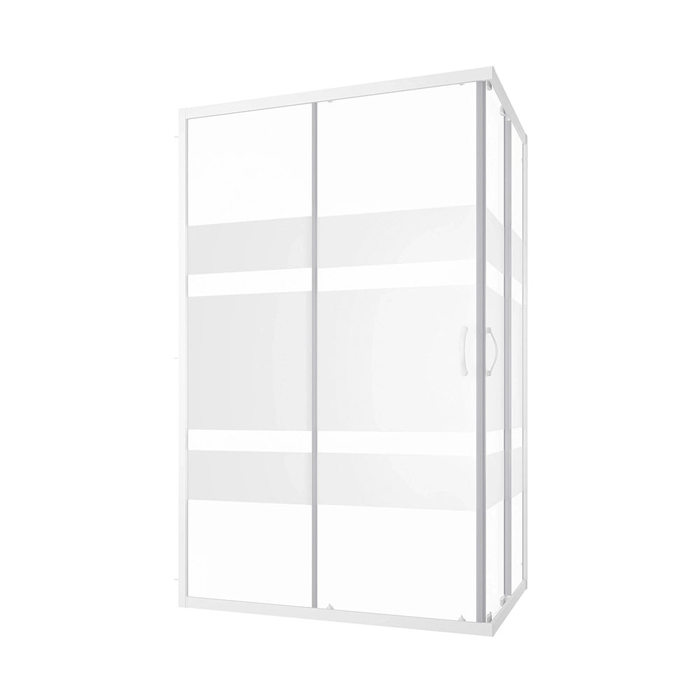 Box doccia angolare 80x100 cm serigrafato 4 mm profili bianchi | Grenada