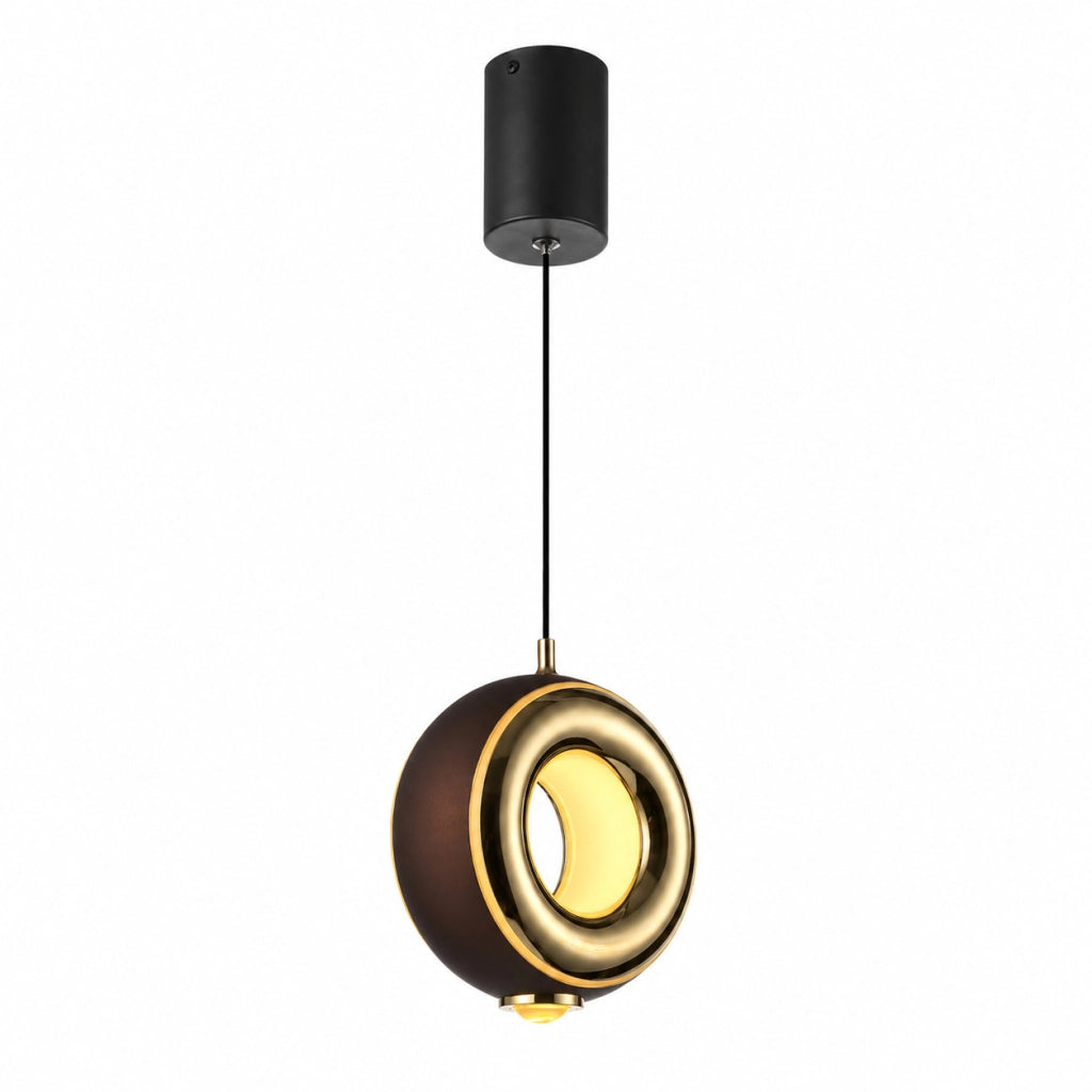 LAMPADARIO LED A SOSPENSIONE MODERNO TONDO NERO ORO 11W DIMMERABILE CCT LP026
