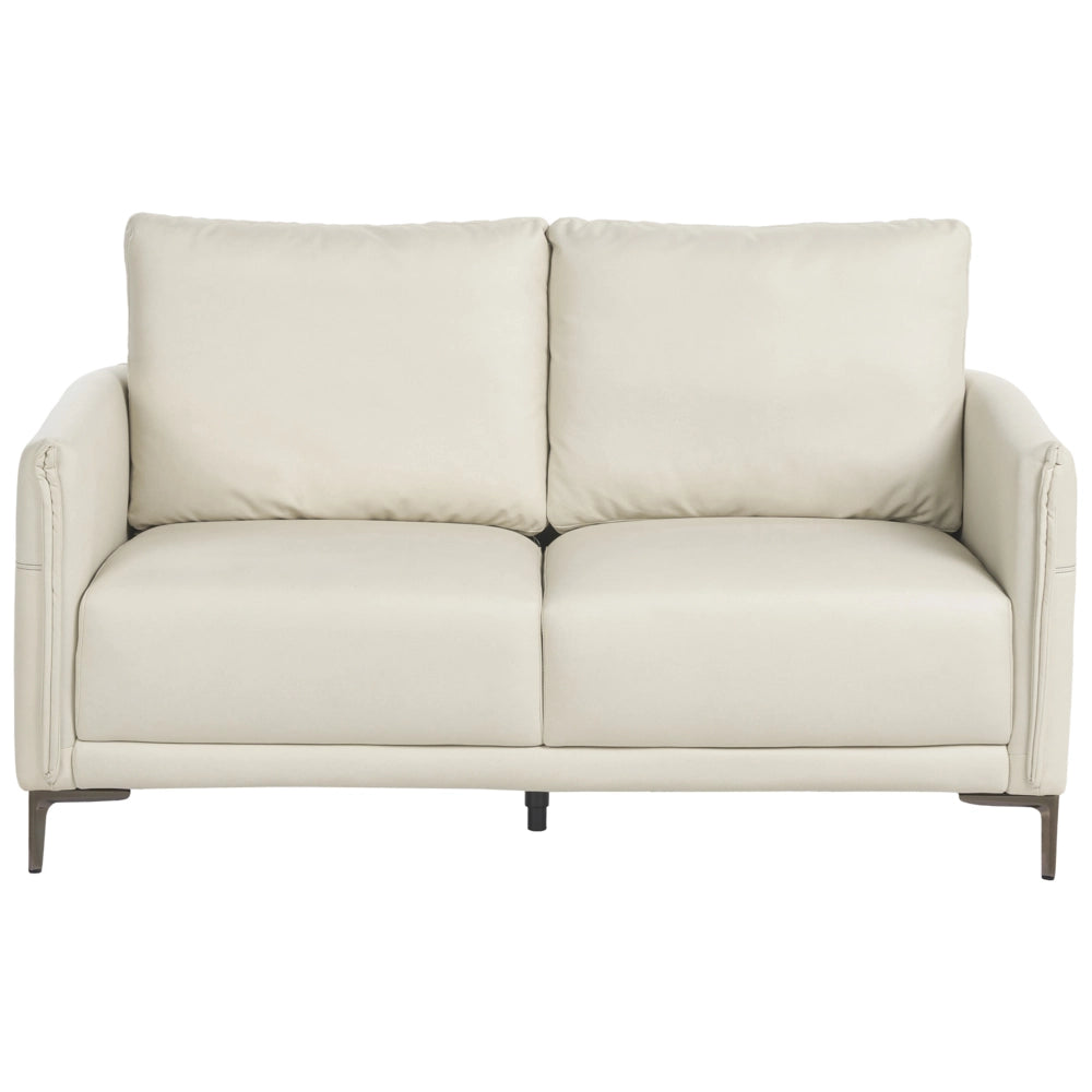 Set da soggiorno 6 posti beige chiaro imbottito in tessuto con gambe in metallo stile moderno minimalista