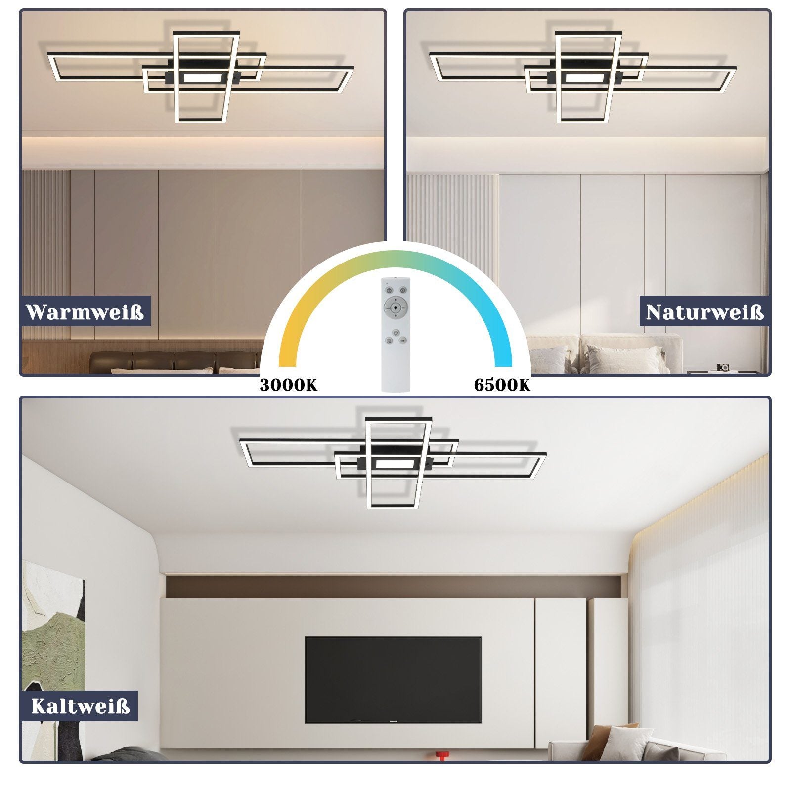 ZMH Lampada da soffitto plafoniera LED moderna 50W telecomando per soggiorno corridoio