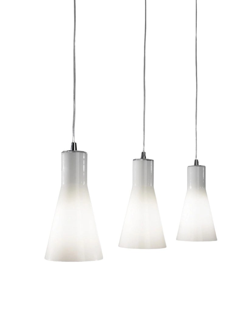 Lampada a sospensione Diana in metallo cromato e vetro soffiato, design elegante, 3 luci attacco E27, ideale per interni, 2753-47-138