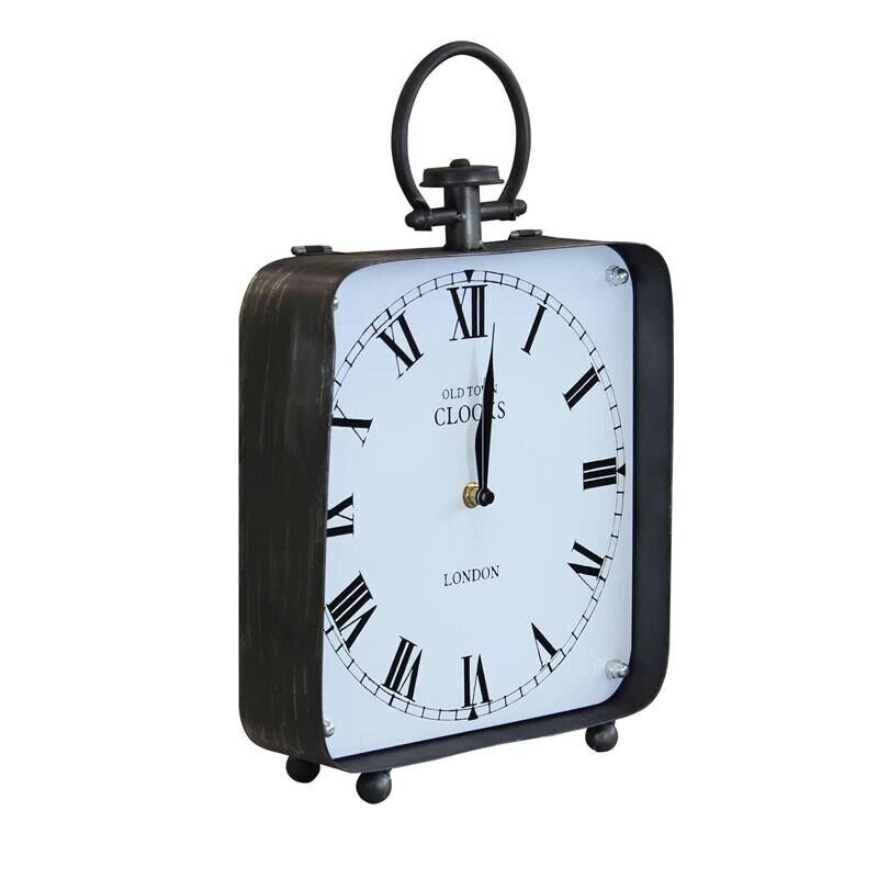 OROLOGIO DA APPOGGIO NATHAN QUADRATO IN FERRO NERO 25,5 X 7,5 X H38,5 CM