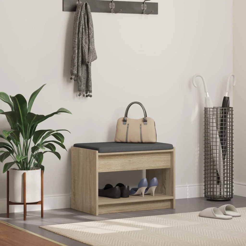 Panca per ingresso con cuscino Rovere Sonoma 63 x 38 x 45 cm 891570