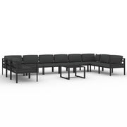 Set di mobili da giardino mobili da esterno 11 pezzi con cuscini alluminio antracite 02_0015283