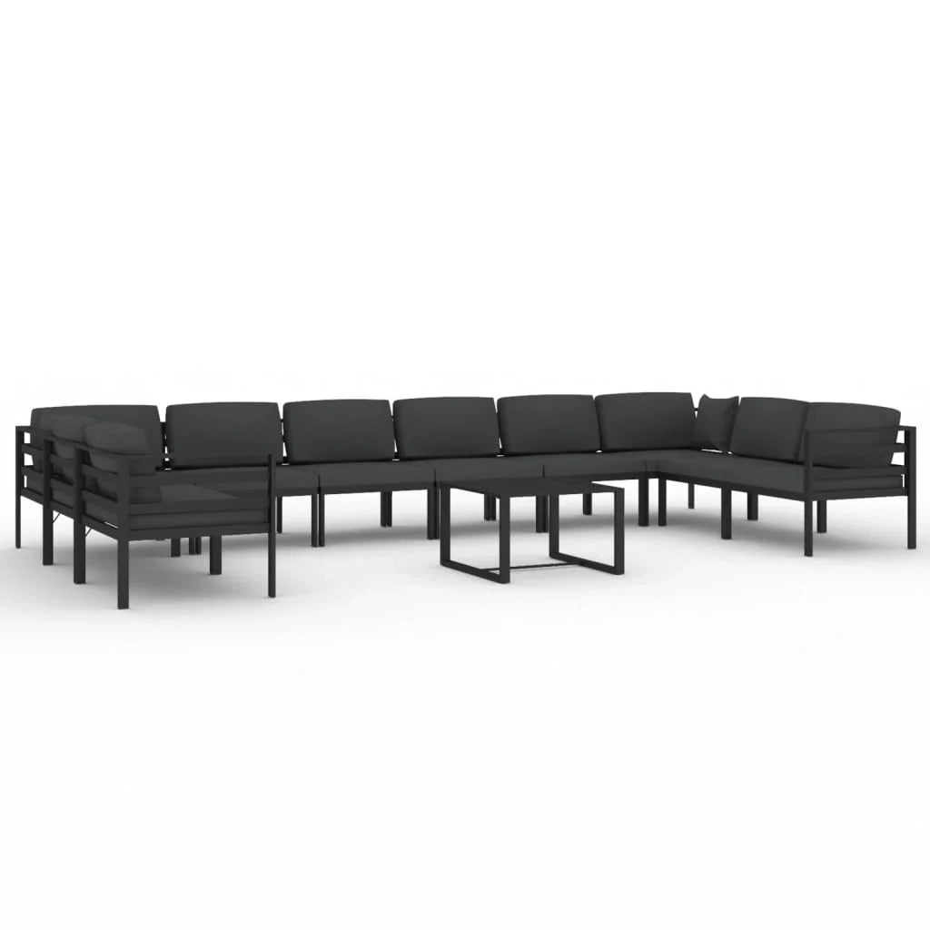 Set di mobili da giardino mobili da esterno 11 pezzi con cuscini alluminio antracite 02_0015283