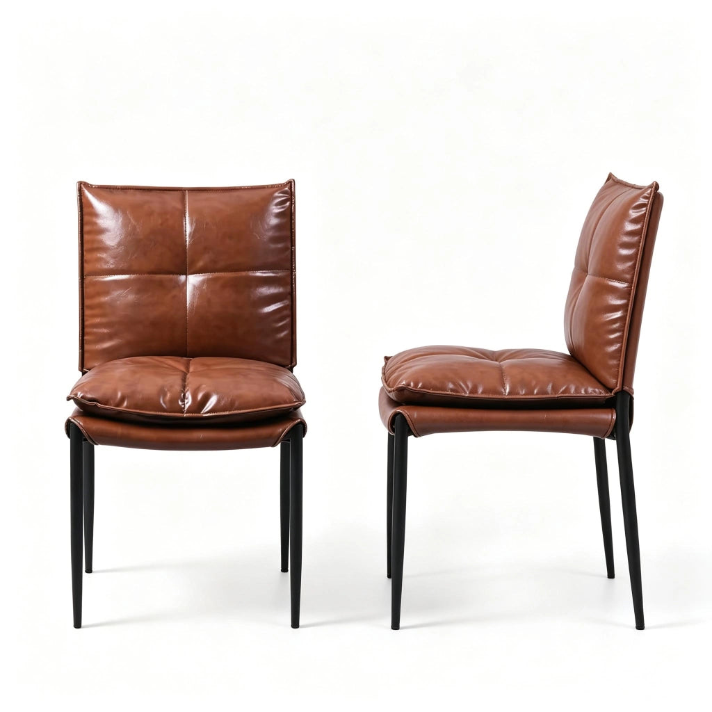 SEDIA da pranzo imbottita Set da 4 pezzi 48x55x87 cm Marrone/Nero