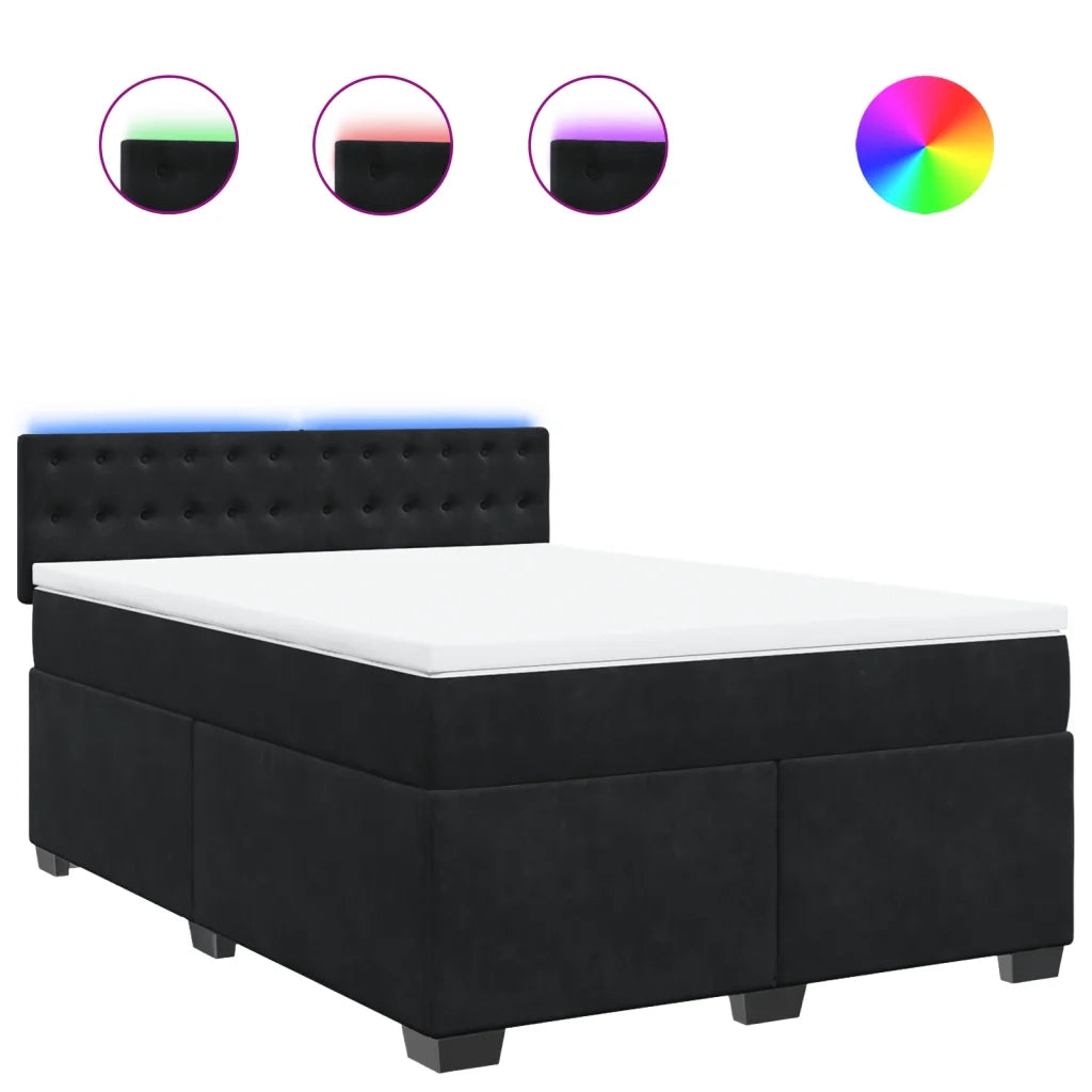 vidaXL Giroletto a Molle con Materasso Nero 140x190 cm in Velluto