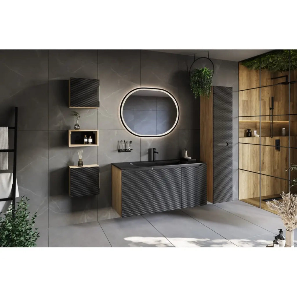 Lavabo incasso VELOA 120 cm in ceramica nero opaco