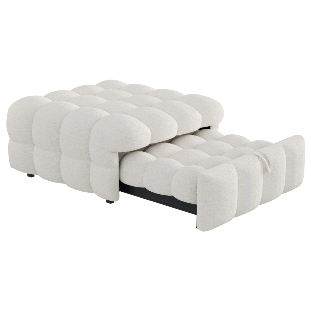 Puff letto 2 in 1 trasformabile in divanetto; 183 x 76 x 72 cm; in teddy beige