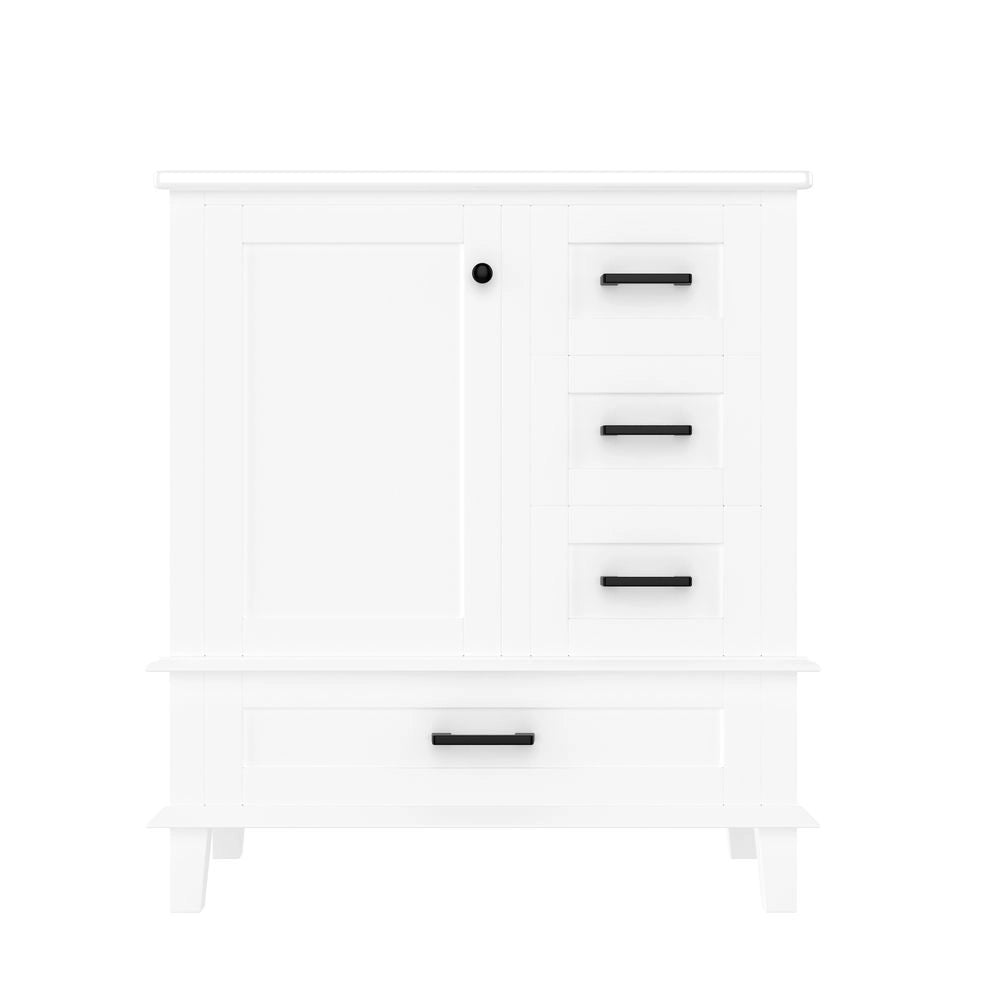 Armadio da bagno con lavabo - Xylo - 76x46x83,5cm - Bianco - Vaschetta in ceramica, tre cassetti silenziosi, scaffale porta