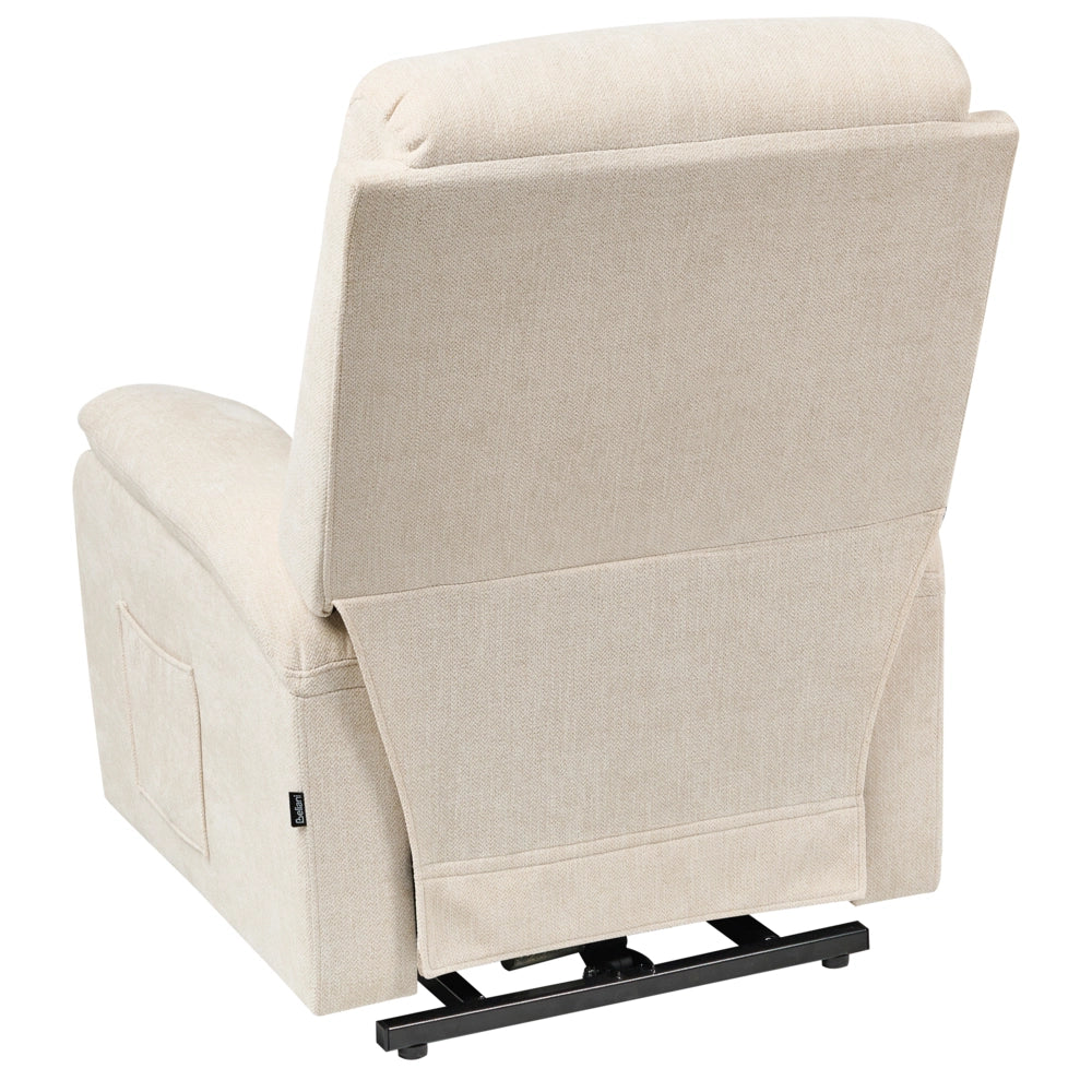 Poltrona reclinabile elettrica Poliestere beige chiaro Seduta singola imbottita con poggiapiedi Funzione di sollevamento Design moderno Relax