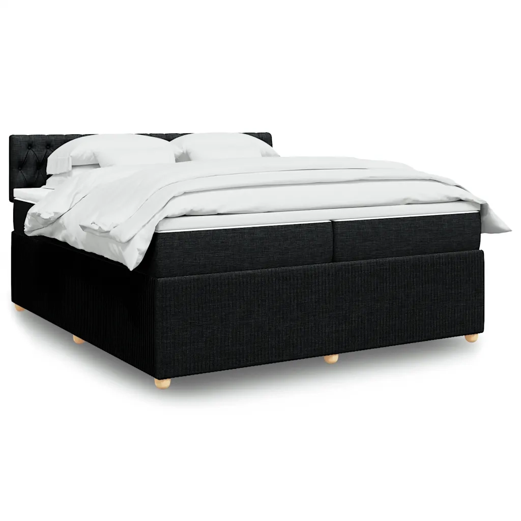 Giroletto a Molle con Materasso Nero 200x200 cm in Tessuto 3287572