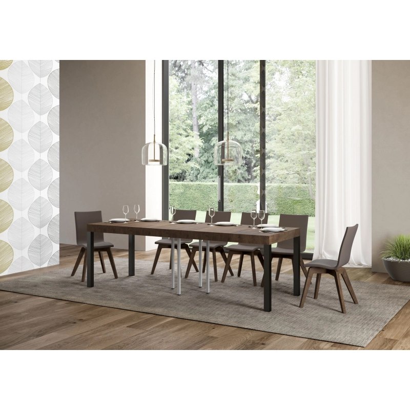 Tavolo allungabile 90x90/246 cm Everyday Premium telaio Antracite - Noce