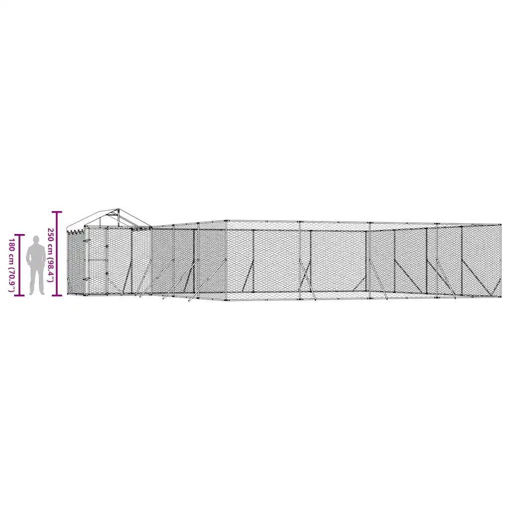 Cuccia Cani da Esterno Tetto Argento 10x8x2,5 m Acciaio Zincato 3190473