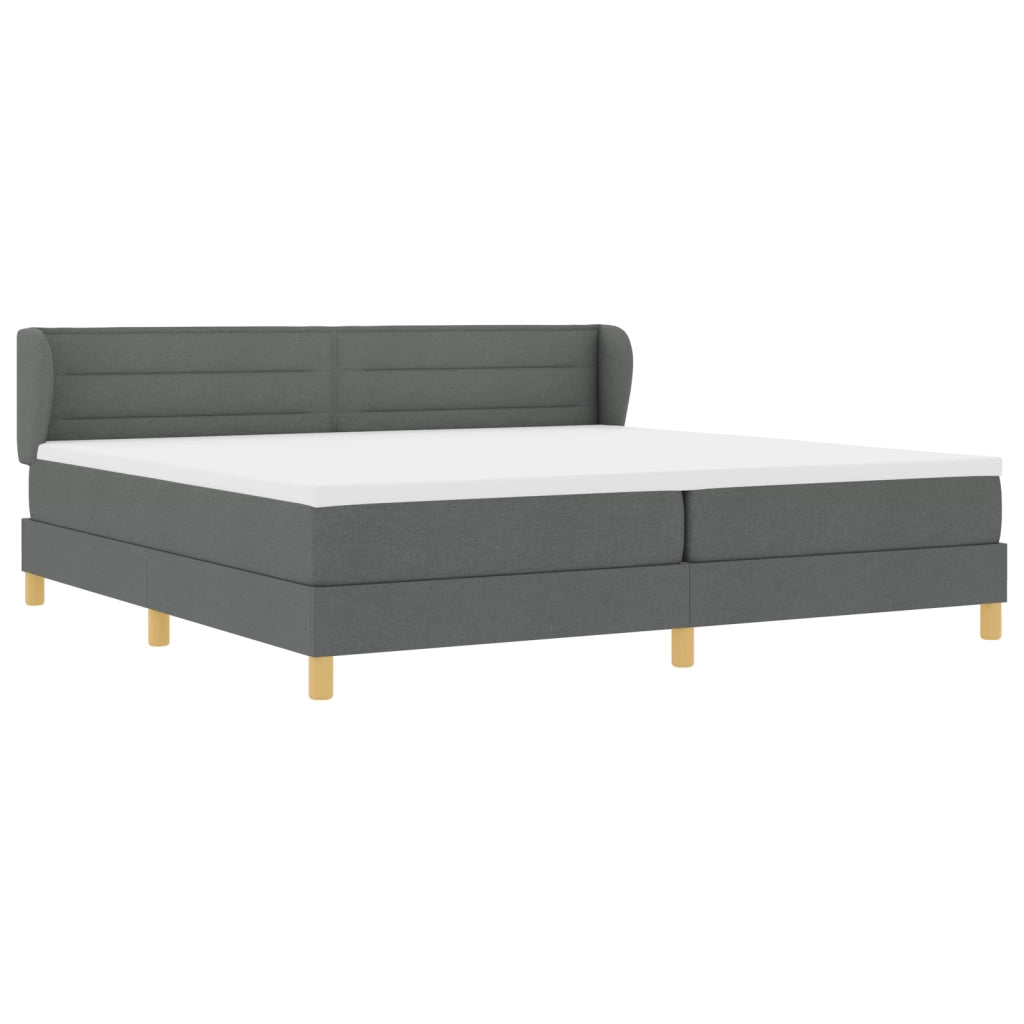 Letto Box Spring con Materasso Grigio Scuro 200x200 cm in Tessuto