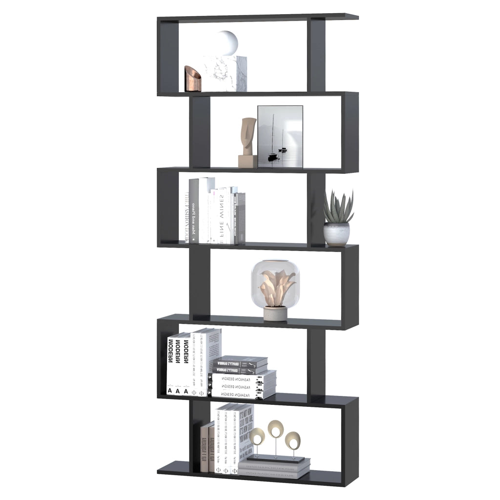 Libreria Moderna con 6 Ripiani ¨C zephmum ¨C Nero 80x23x192 cm
