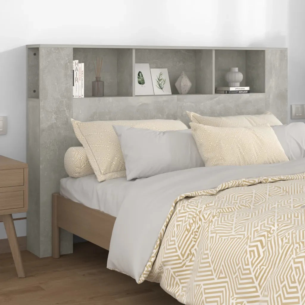 Testiera con Scomparti-Testata con Ripiani Grigio Cemento 160x18,5x104,5 cm