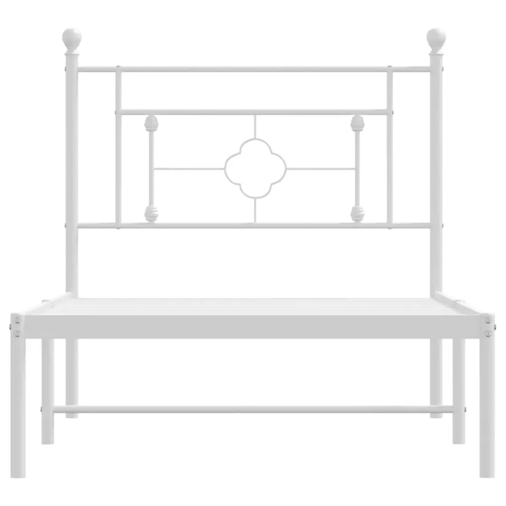 Letto singolo | Letto per adulti | Giroletto con Testiera Metallo Bianco 90x200 cm