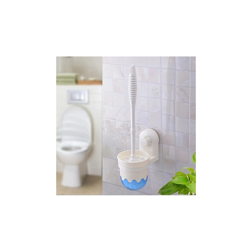 Trade Shop - Scopino Con Porta Scopino A Parete Con Attacco A Ventosa Accessori Per Bagno -