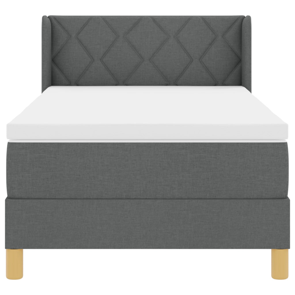 Letto con Box Spring e Materasso Grigio Scuro 90x200 cm in Tessuto