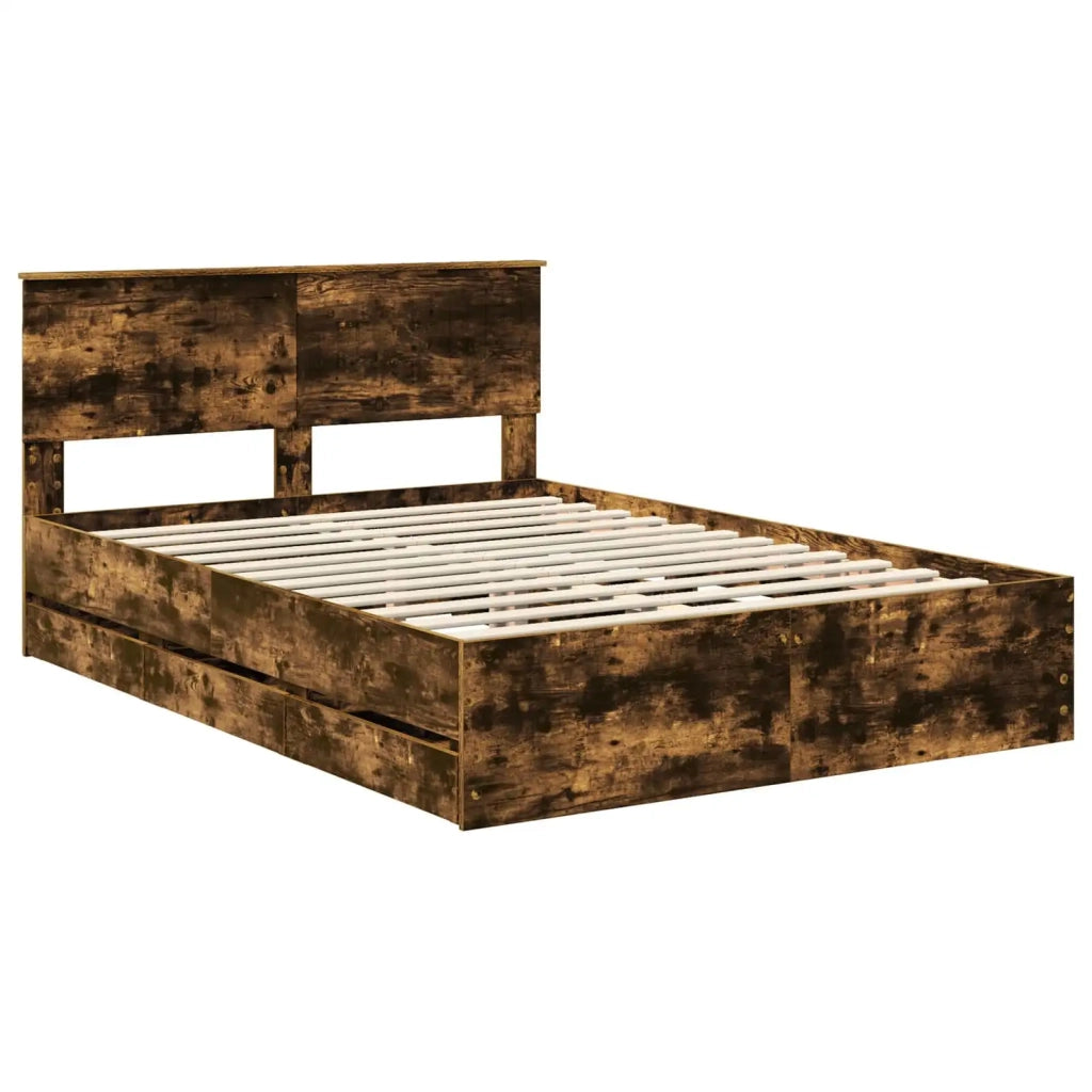 Struttura del letto con cassetto Rovere fumé 140 x 190 cm 3410711