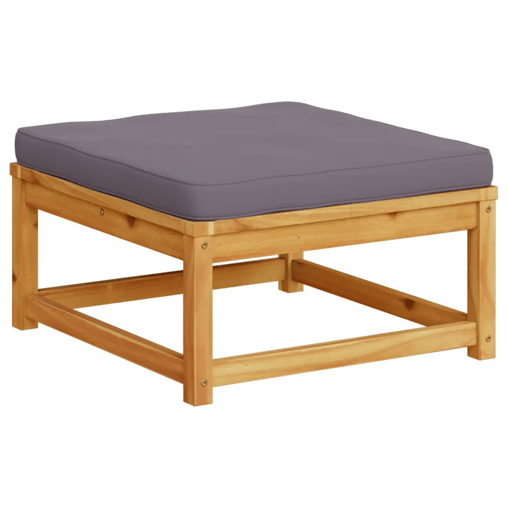 Poggiapiedi da Giardino con Cuscini in Legno Massello di Acacia 366496