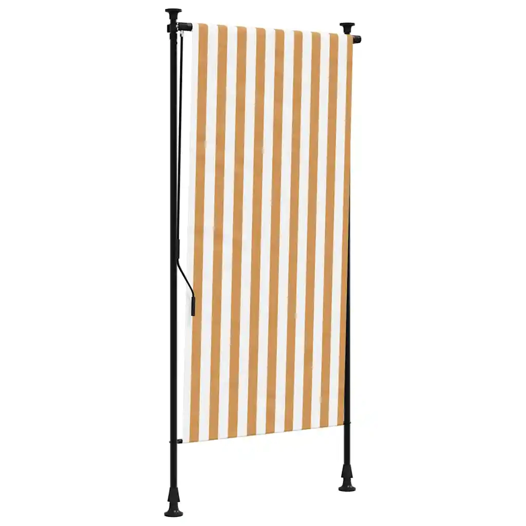 Tenda a Rullo Esterno Arancio Bianca 100x270cm Tessuto Acciaio 368768