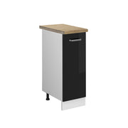 Armadio cucina dispensa alto R-Line Nero lucido/Bianco 30 cm, PL Rovere Vicco