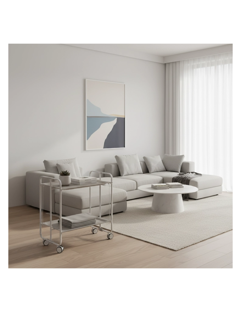 Carrello da cucina pieghevole grigio con ruote BAUHAUS 2 ripiani