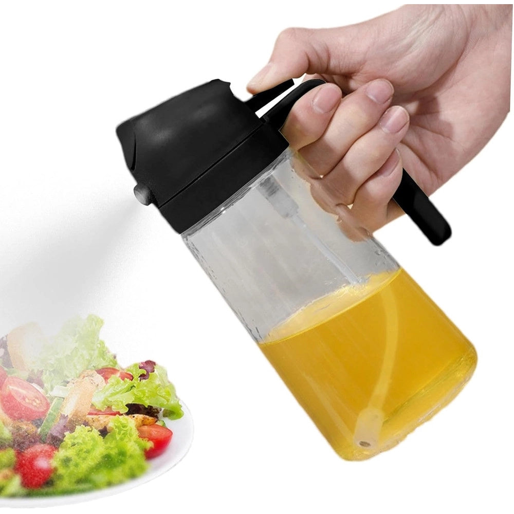 Trade Shop - Bottiglia Dosatore Per Versare Spray Olio Oliera 2in1 In Vetro 480ml Dispenser Da Cucina -