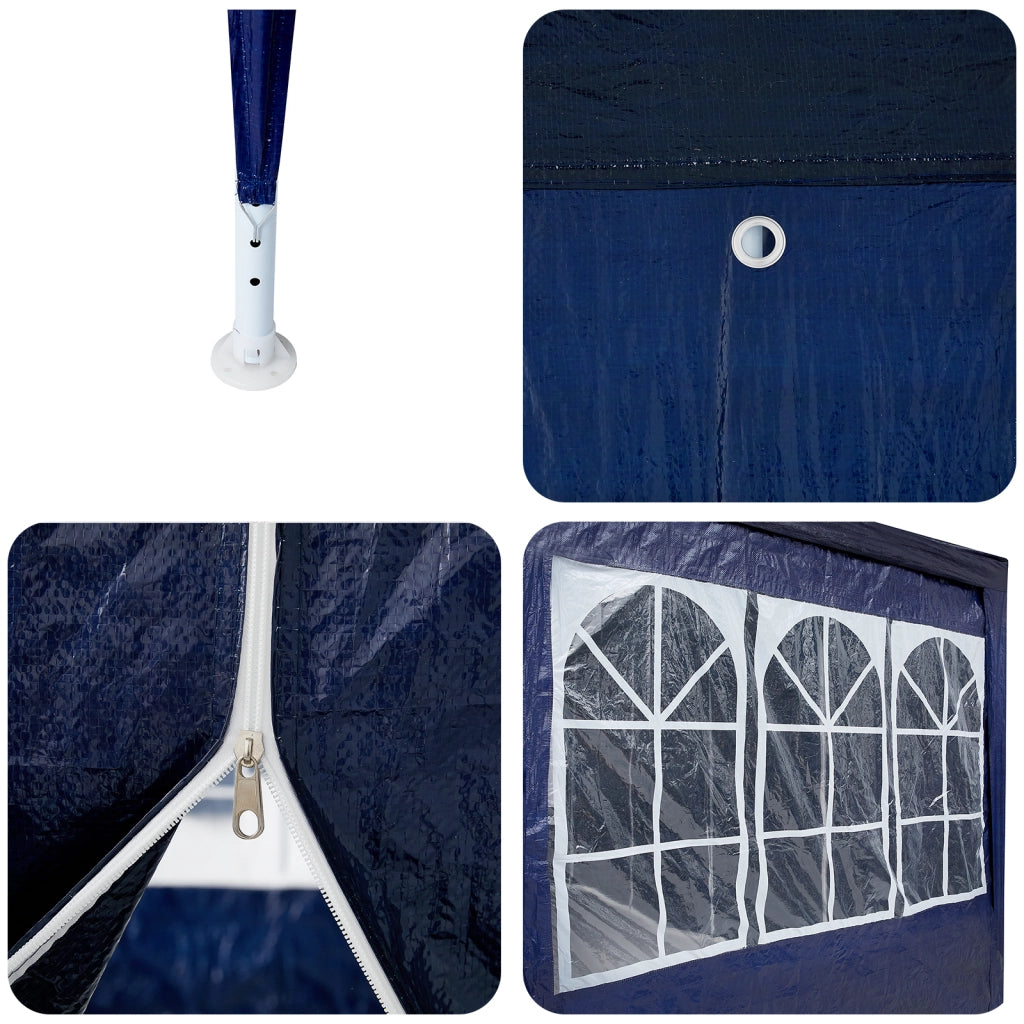Tenda da festa con 12 pareti laterali blu 8x4 m PE