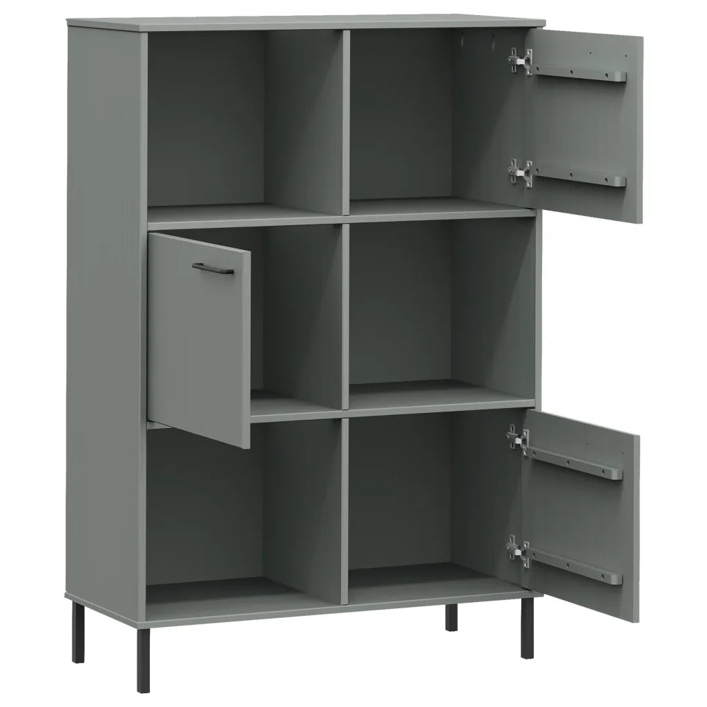 Libreria con Gambe Metallo Grigio 90x35x128,5 cm Massello OSLO 351013