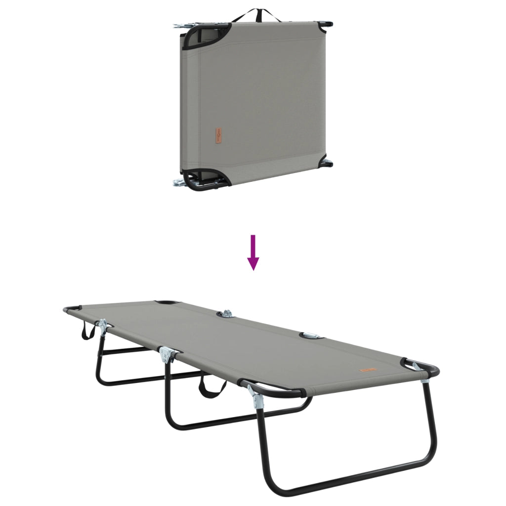 Lettino Prendisole 2 pcs Portatile Grigio in Tessuto Oxford 600D