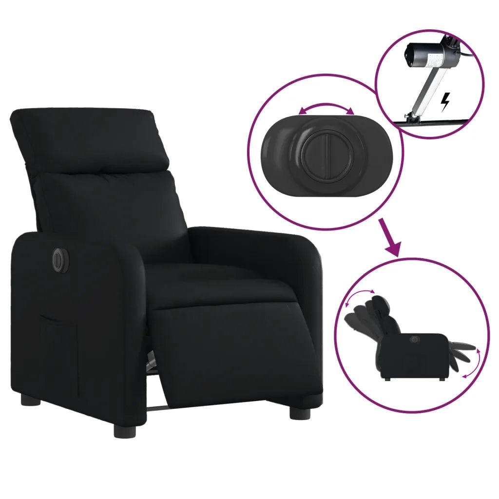 Divano Sedia-Poltrona Reclinabile Elettrica Nera in Similpelle 963656