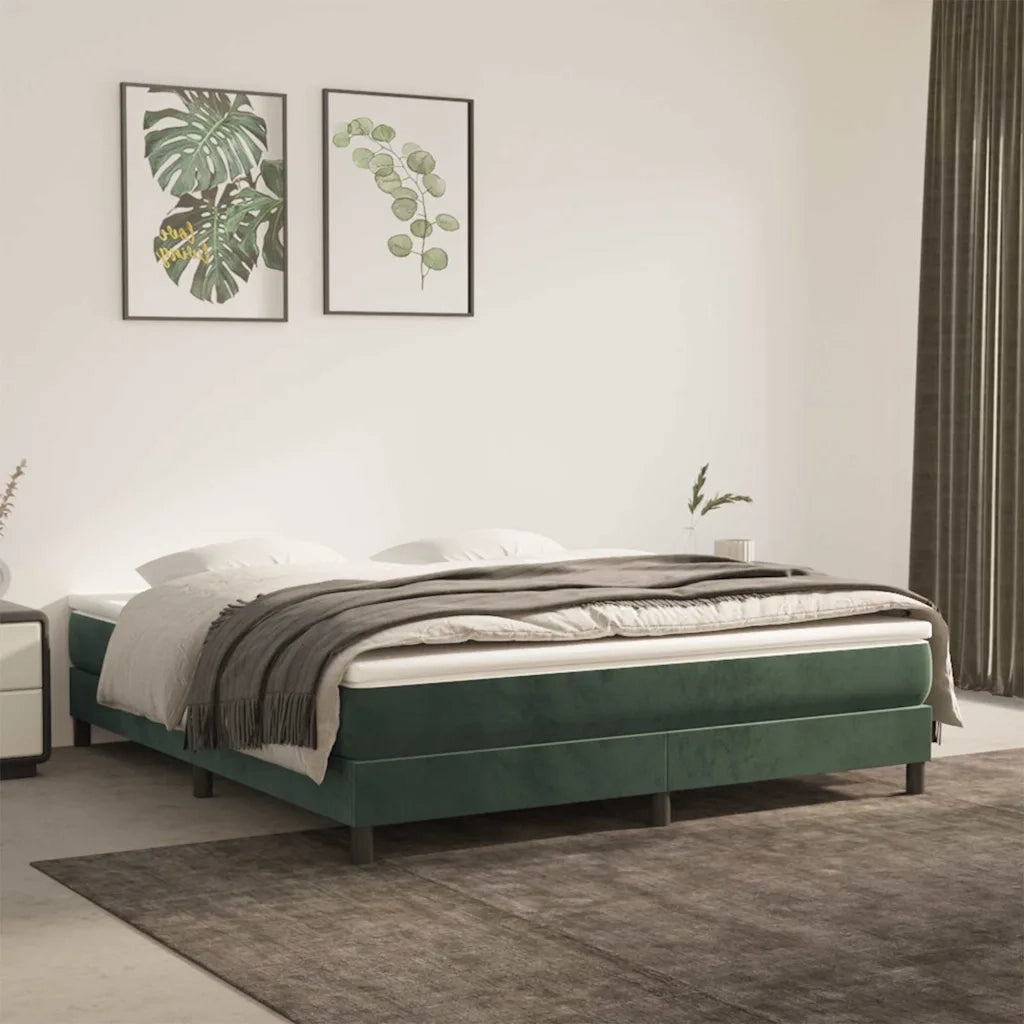 Materasso a Molle-Materasso per letto Verde Scuro 160x220x20 cm in Velluto