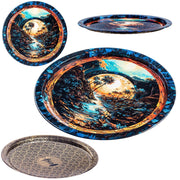 Vassoio decorativo da portata KADAX, rotondo, grande, con palma, 32,5 cm