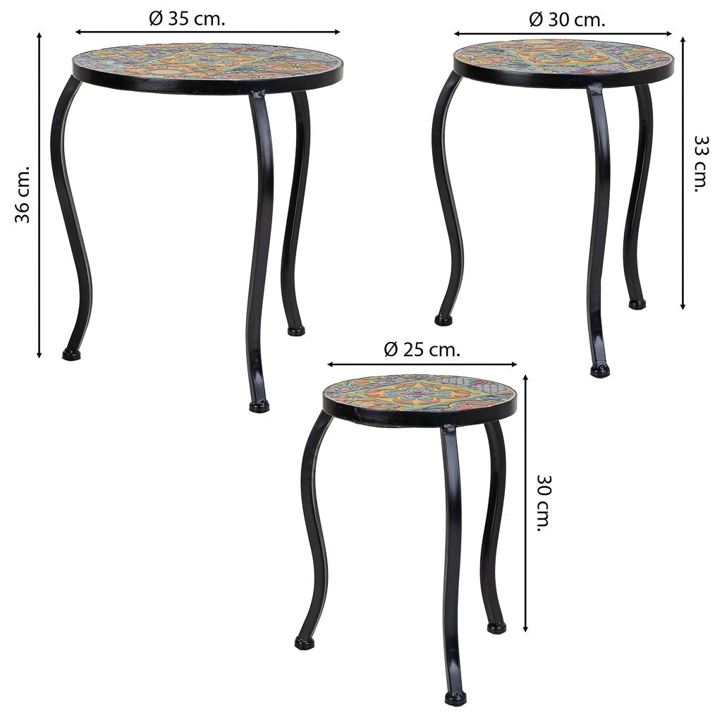 Set 3 supporti mosaico e metallo neri