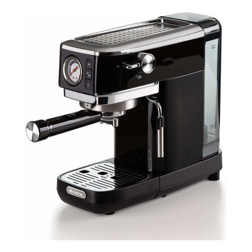 Ariete 1381 macchina da caffè con manometro, compatibile con caffè in polvere e cialde ese, 1300 w, capacità 1,1 l, 15 bar di pressione, filtro ½ tazze, dispositivo cappuccino, nero - 138112