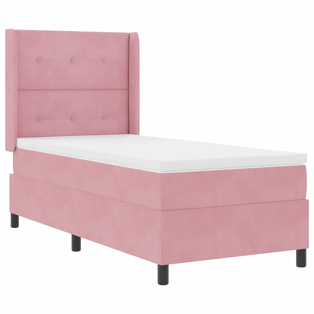 Letto a molle con strisce LED Rosa 90 x 190 cm Velluto 3343849