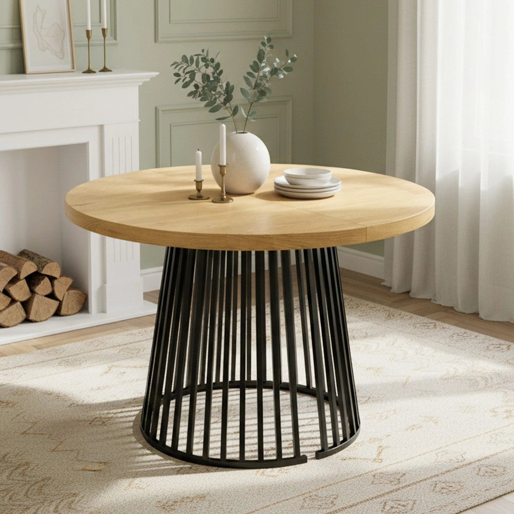 Tavolo da Pranzo Allungabile 100-176 cm ¨C Xylo ¨C Rovere e Nero, per 4-8 Persone