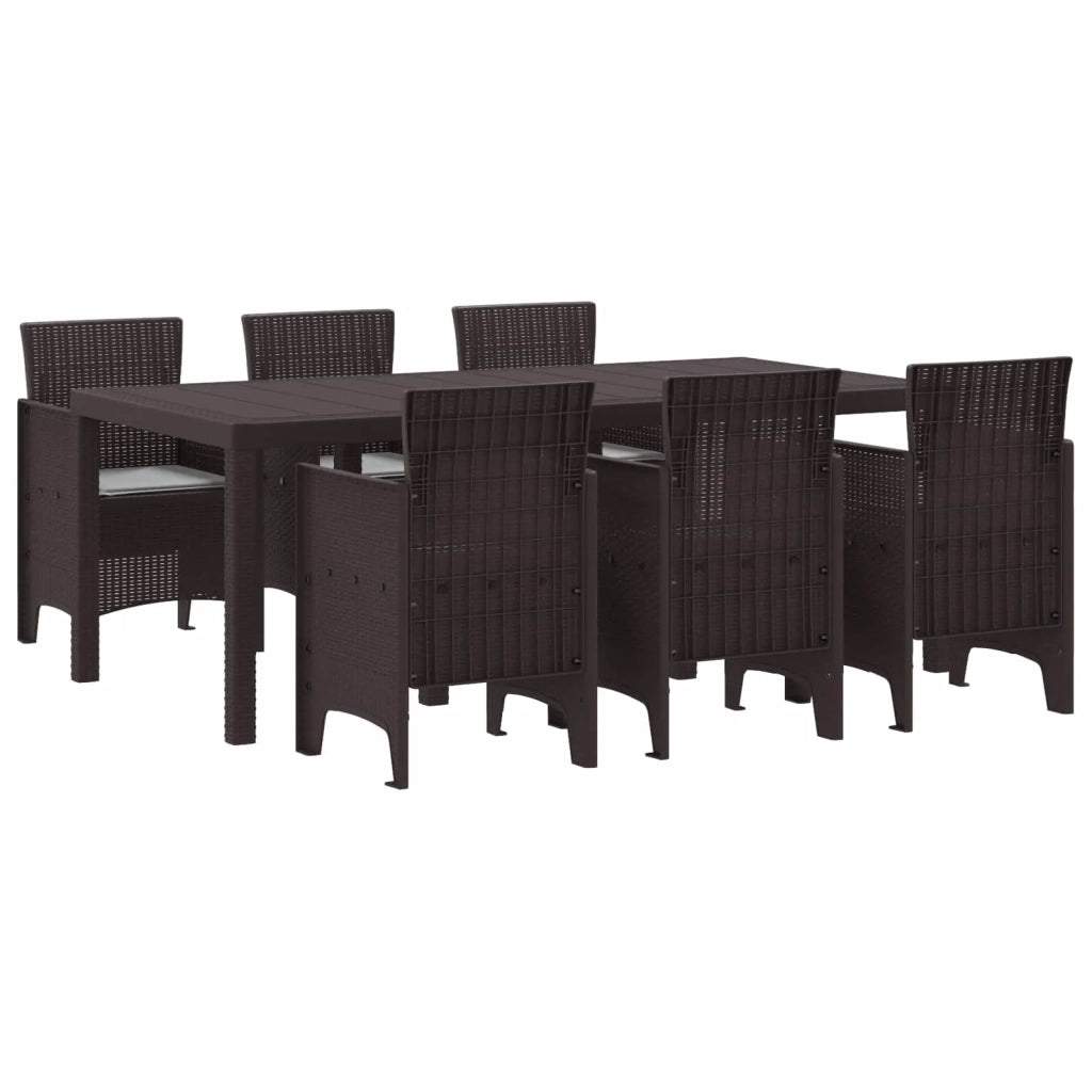Set da Pranzo per Giardino 7 pcs Marrone Polipropilene 3378719