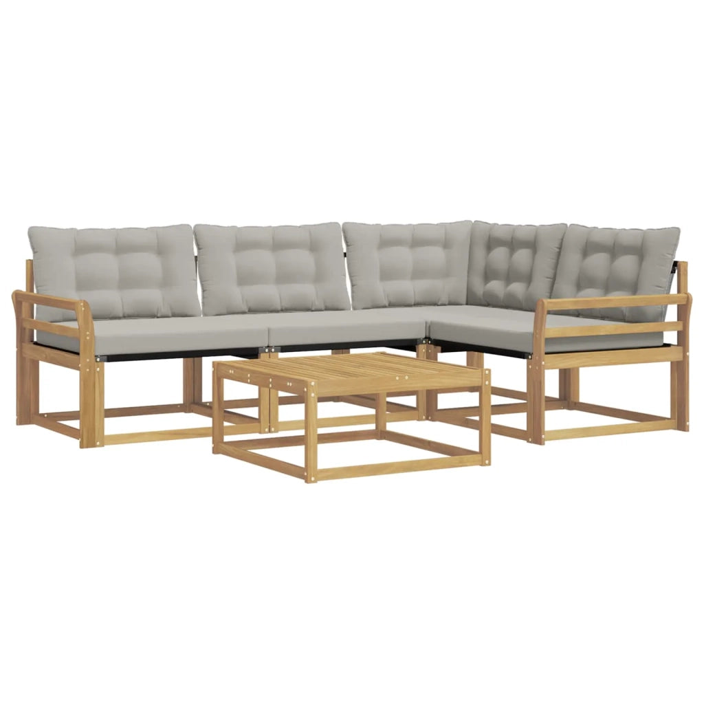 Set di divani da esterno 5 pz Bianco e Grigio Chiaro 3388661