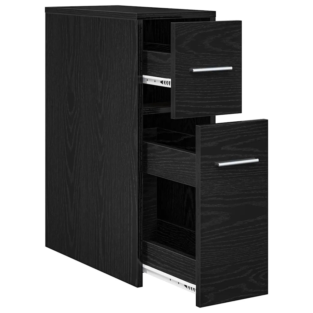 vidaXL Mobile da bagno slim Rovere nero 22 x 44 x 61.5 cm