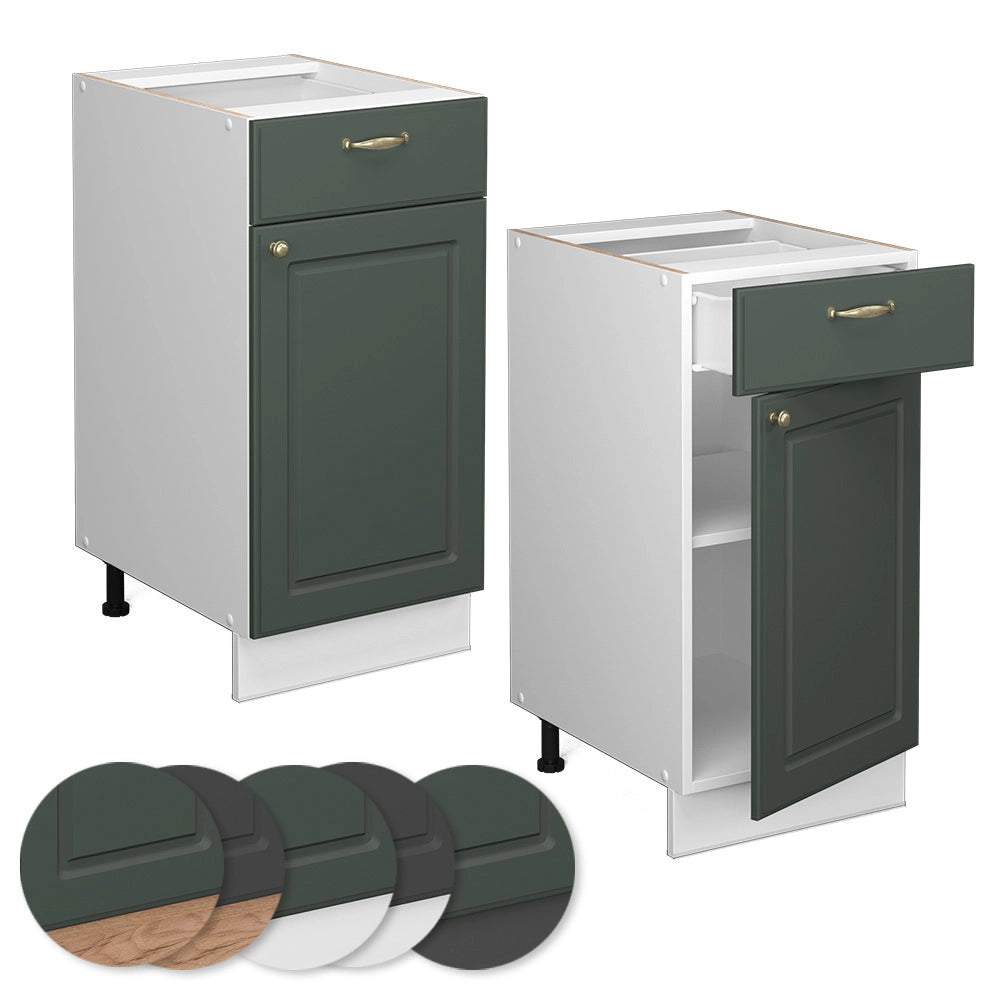 Mobiletto base per cucina Fame-Line Verde-oro rustico/Bianco 40 cm senza piano di lavoro Vicco