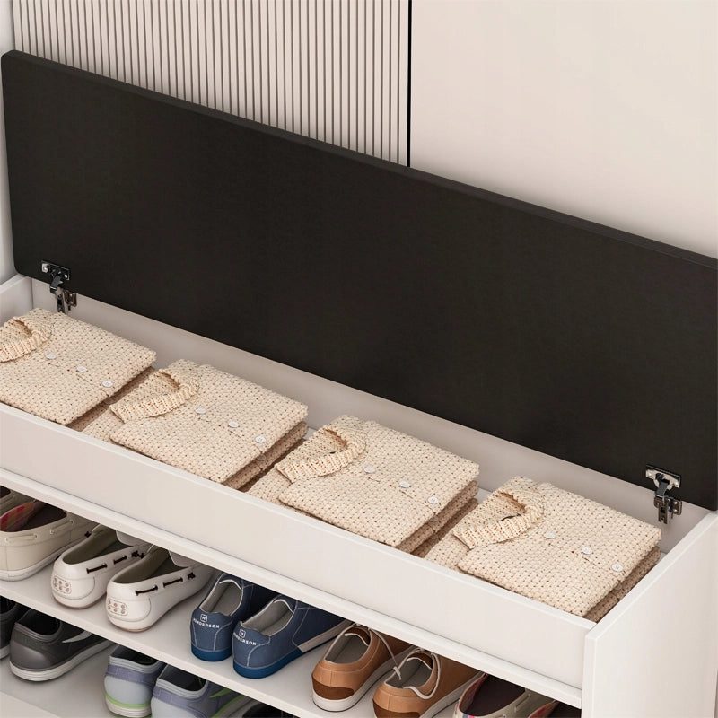Armadio per scarpe con seduta e vano portaoggetti bianco grande 2 ripiani apribile 100 cm