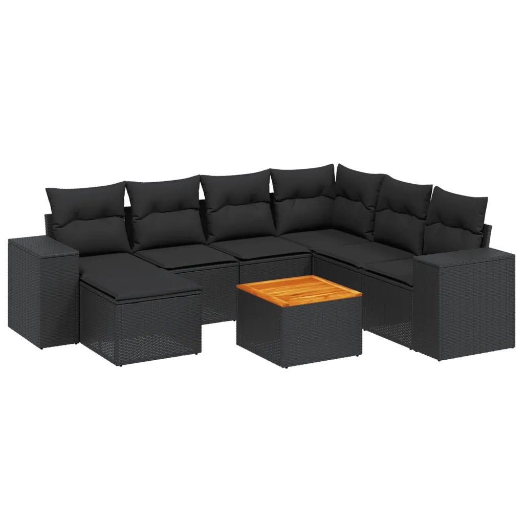 Set Divani da Giardino con Cuscini 8 pz Nero in Polyrattancod mxl 116370
